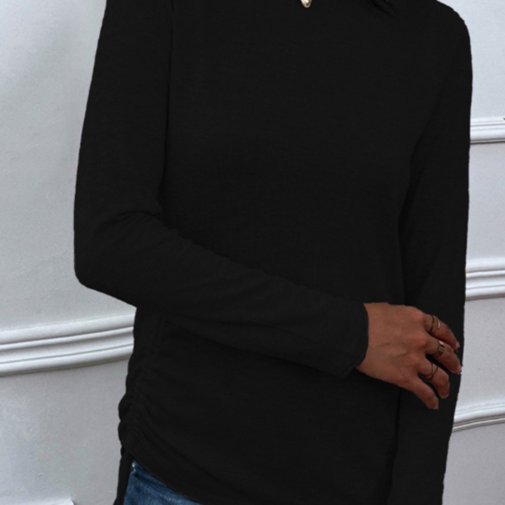 Women s Side Drawstring Versatile T-Shirt